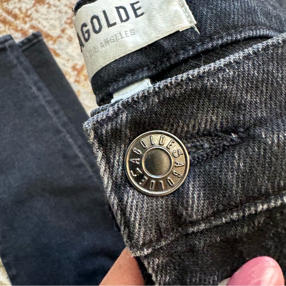AGOLDE Sophie High Rise Distressed Black Skinny Jeans - Picture 8 of 14